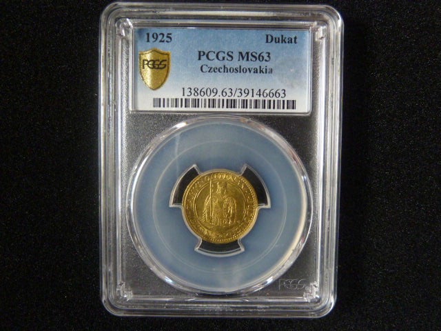 Dukát 1925 sv. Václav, náklad 66279 kusů, PCGS MS63
