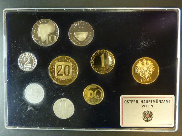 Sada oběžných mincí Rakousko 1981 proof