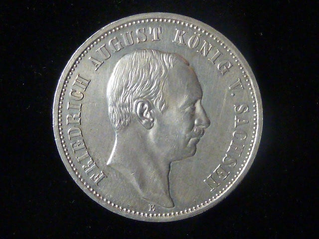 Sasko, Friedrich August III. (1904-1918), 3 Mark 1908 E, J.135