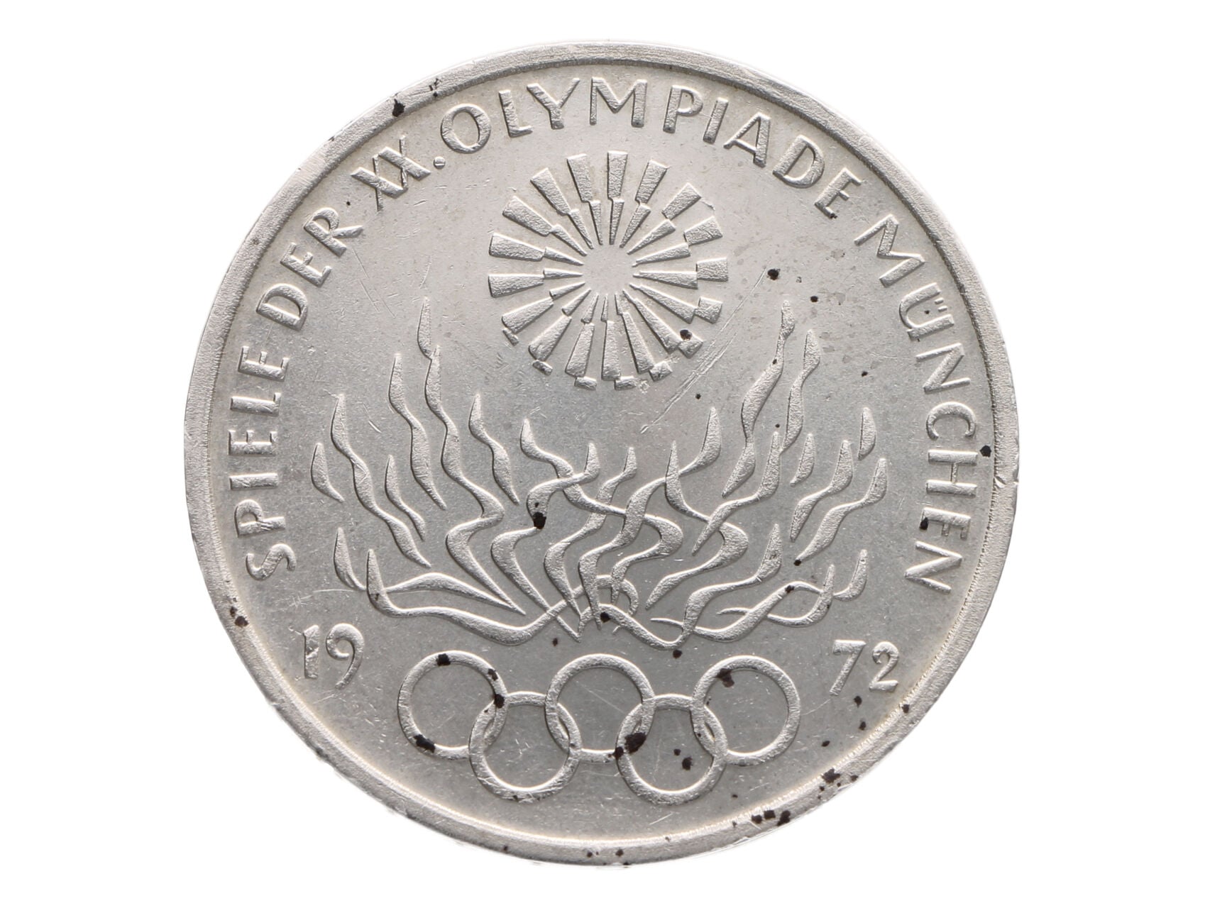 10 Marka 1972 F - Olympijské hry 1972 v Mnichově, skvrnky_
