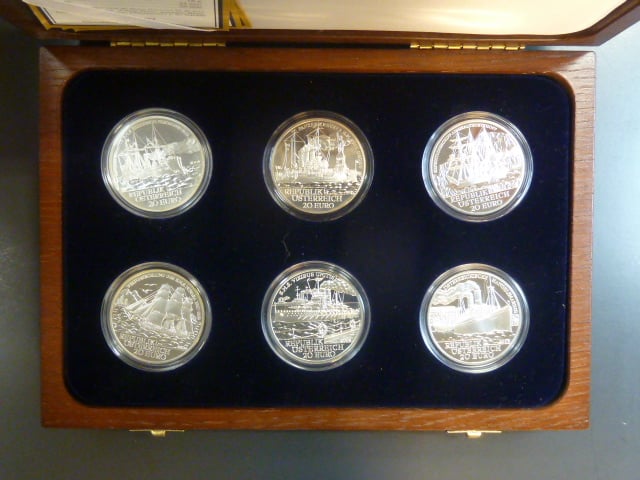 Sada 6 x 20 Euro 2004-2006, Rakouské loďstvo, Ag 0900, 18g
