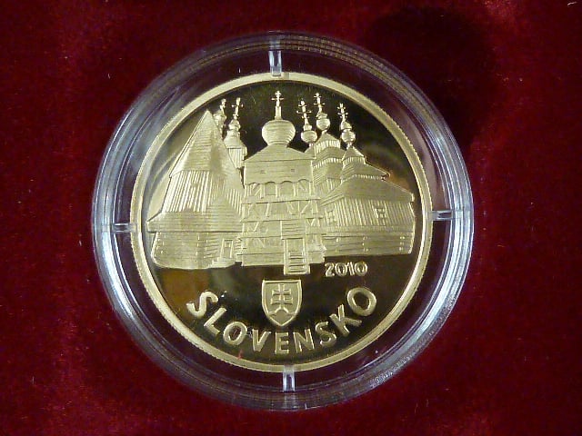100 Euro 2010 Světové kulturní dědictví - Dřevěné chrámy, Au 900, 9,5g, etue, certifikát