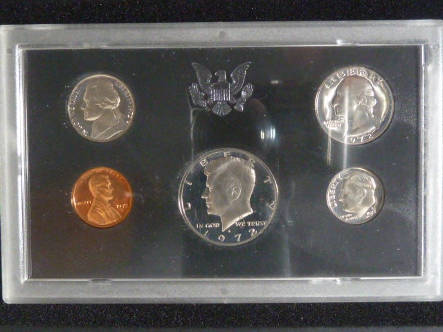 Sada proof oběžných mincí 1972