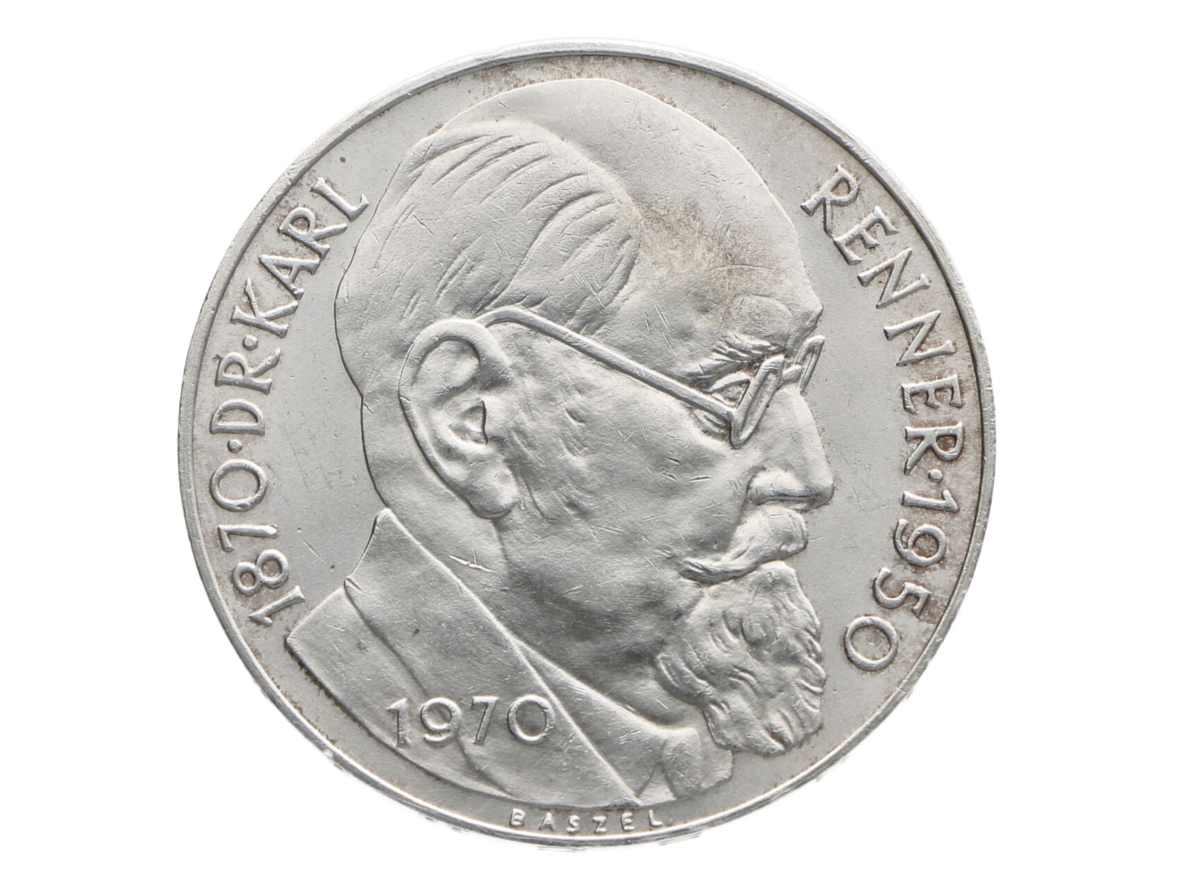 50 Schilling 1970 - 100. výročí narození Karla Rennera_