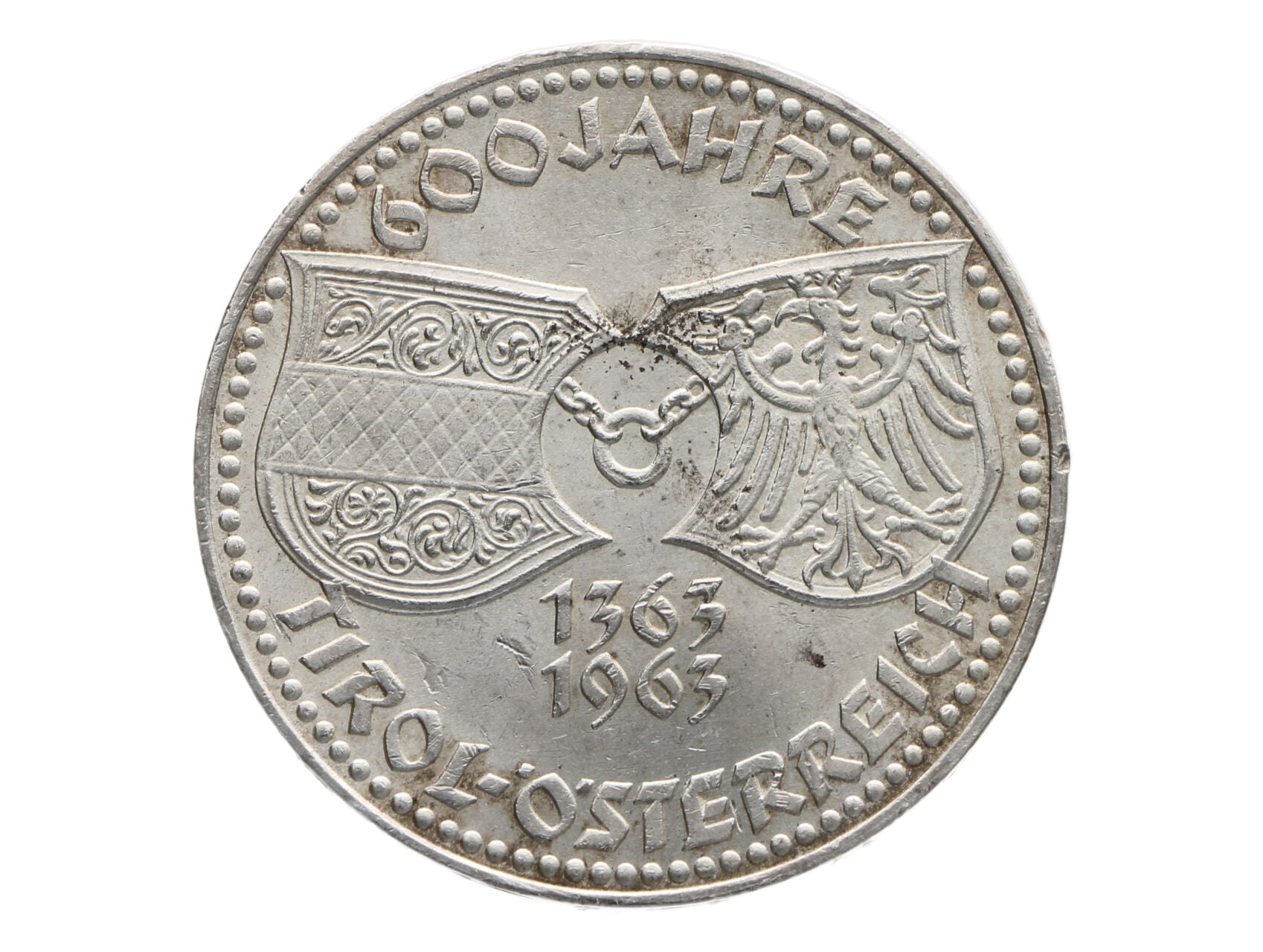 50 Schilling 1963 - 600. výročí rakouského Tyrolska_