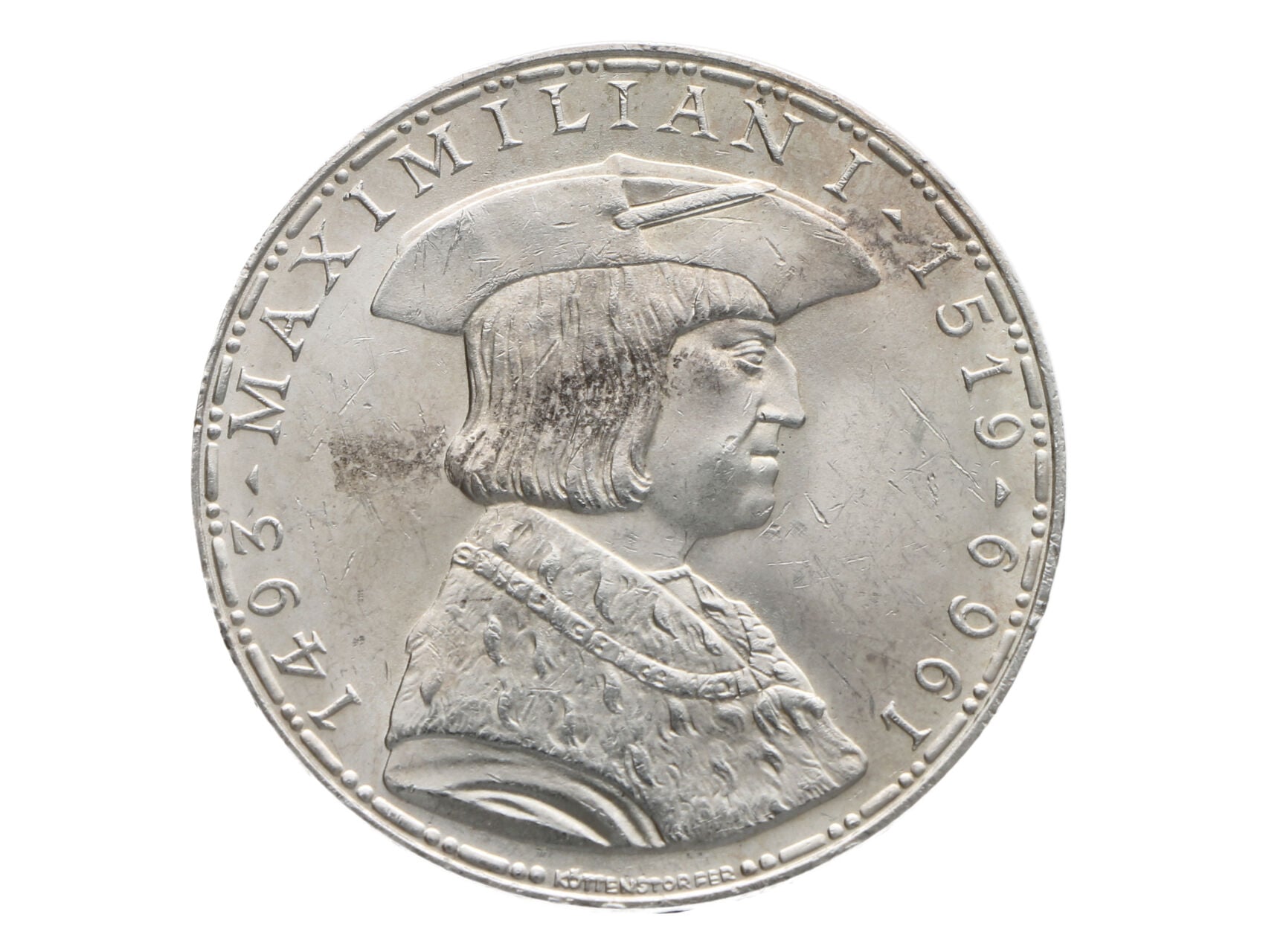 50 Schilling 1969 - 450. výročí úmrtí Maxmiliána I.