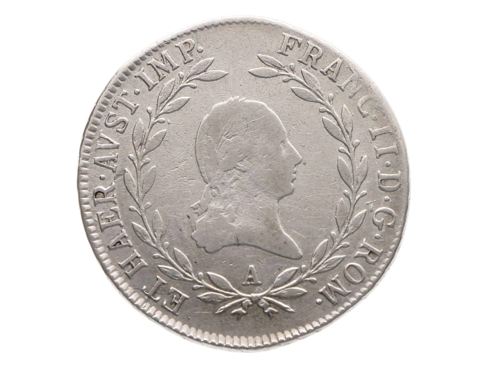 20 Krejcar 1806 A, mírně justován_