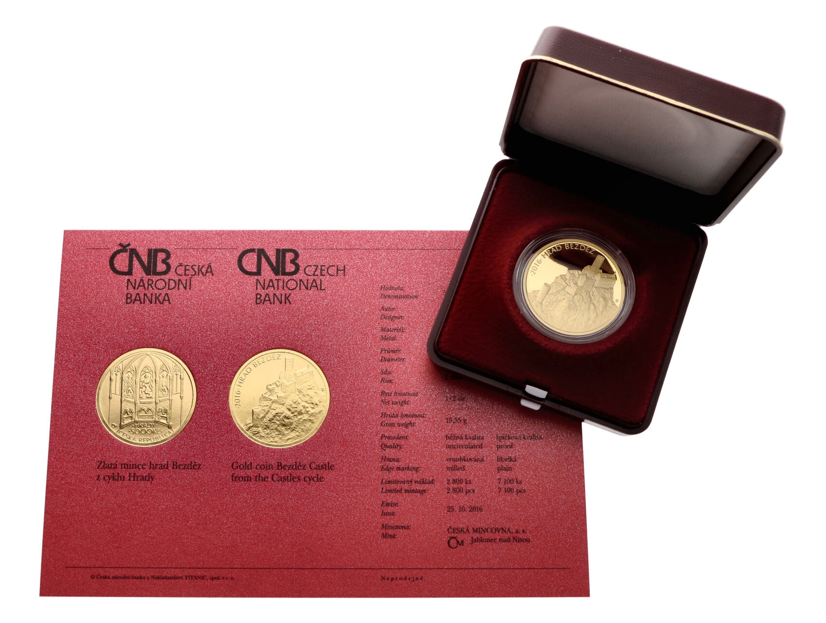 5000 Kč 2016 Hrady - Hrad Bezděz, 1/2 Oz_