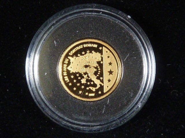 1500 Franků 2007, 50. výročí římské smlouvy Au 999, 1 g, průměr 13,92 mm