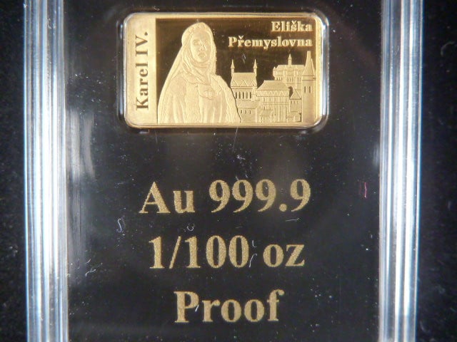 Au medaile kolekce cihliček Karla IV, cihlička Au 0.999 , 0.31 g