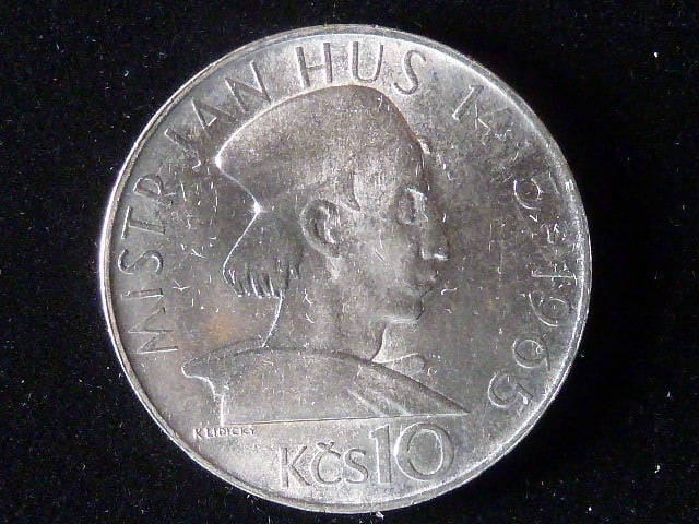 10 Kčs 1965, 550. výročí upálení Jana Husa
