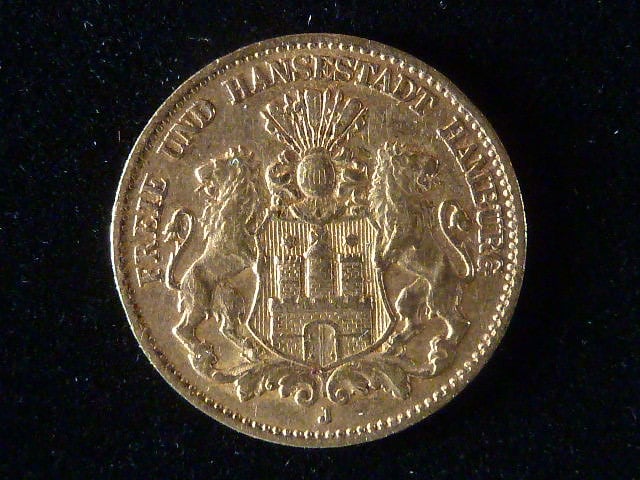Hamburk, 10 Mark 1879 J, J.209