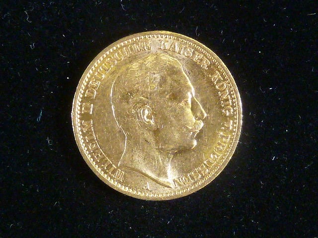 Prusko, Wilhelm II (1888-1918), 20 Mark 1910 A, J. 252