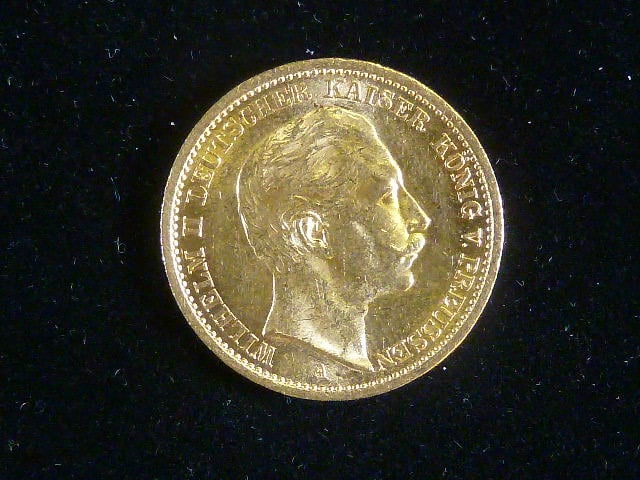 Prusko, Wilhelm II (1888-1918), 20 Mark 1907 A, J. 252