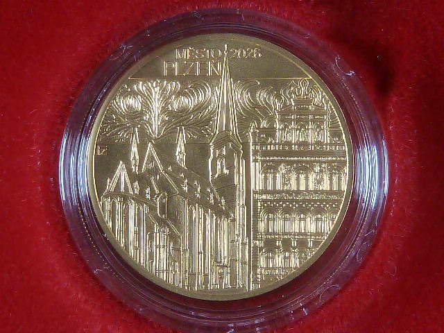 5000 Kč 2025 Plzeň, 1/2 OZ, 28 mm, náklad 2600 ks