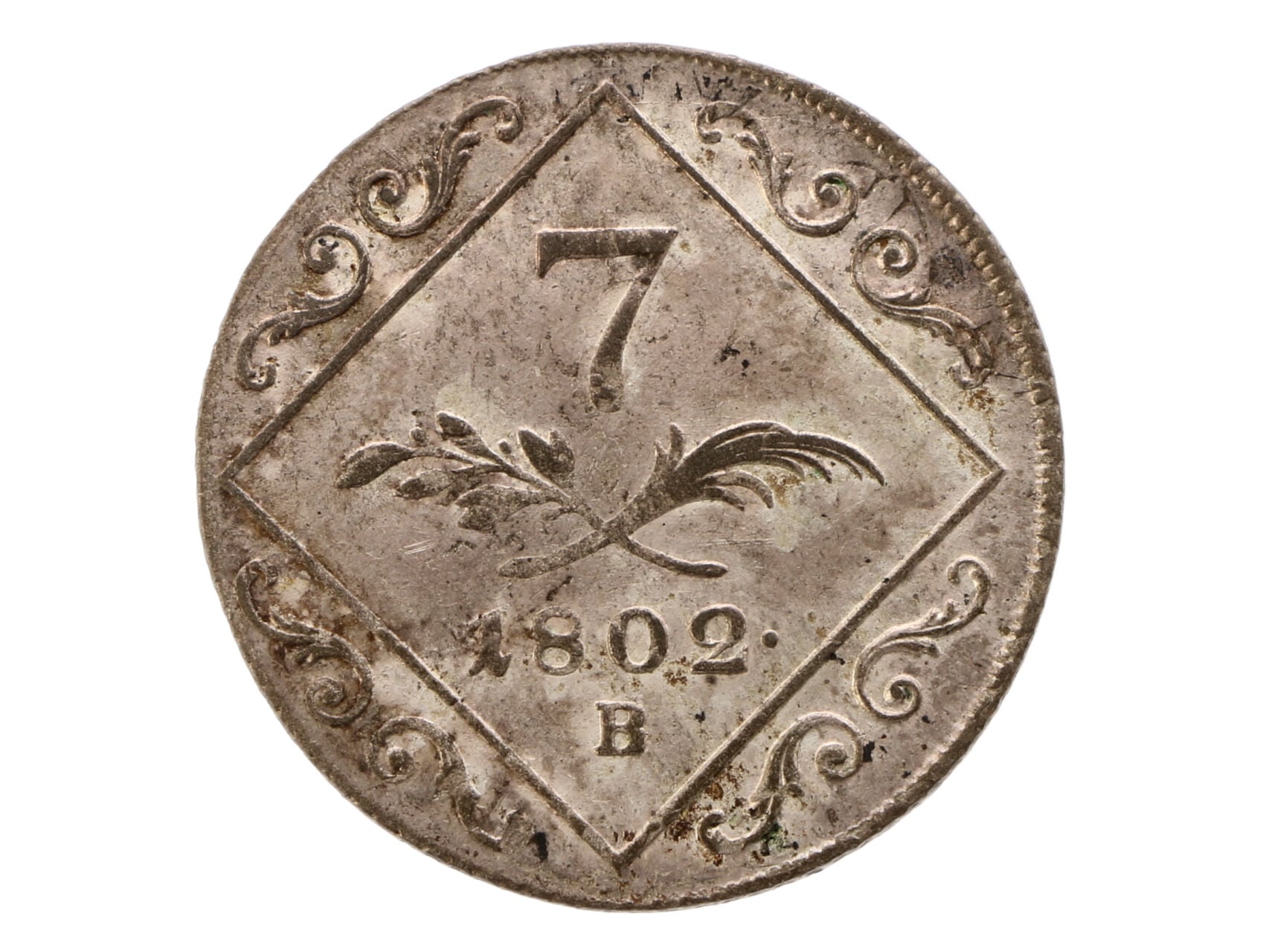 7 Krejcar 1802 B, Kremnica, 4,08 g., N 26, Früh.1825_