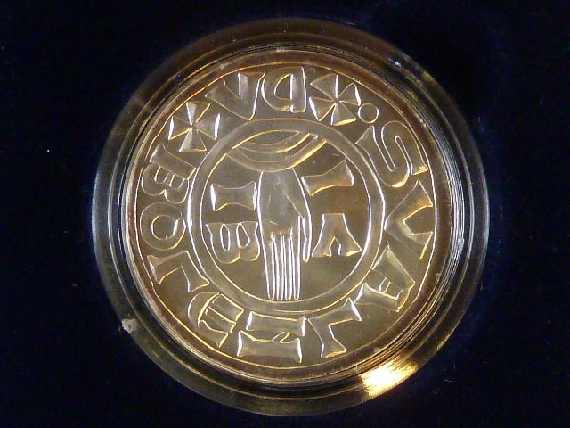 Replika denáru Boleslava II. (1000. výročí úmrtí) 1999, Ag 0.999, 13 g, průměr 28 mm, etue