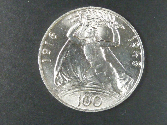 100 Kčs 1948 30.výročí vzniku ČSR