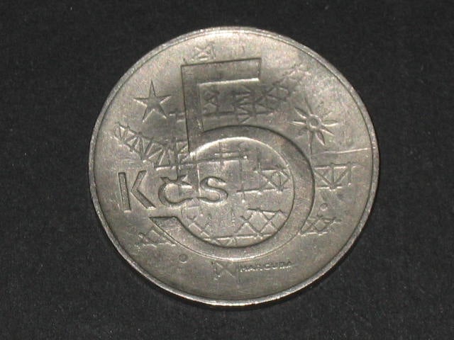 chyboražba, 5 Kčs 1973 deformovaná ražba