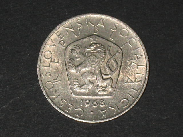 chyboražba, 5 Kčs 1968 ražba na hraně jen na 1/2 mince