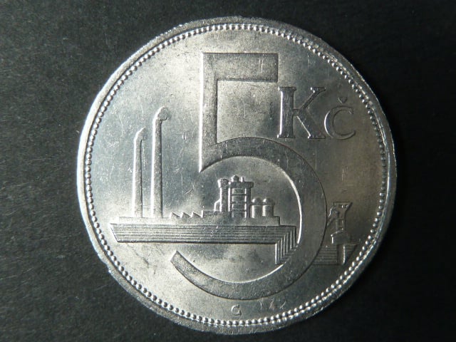 5 Kč 1928 typ B krátká vlnka