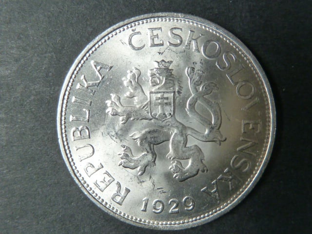 5 Kč 1929 téměř ražební lesk