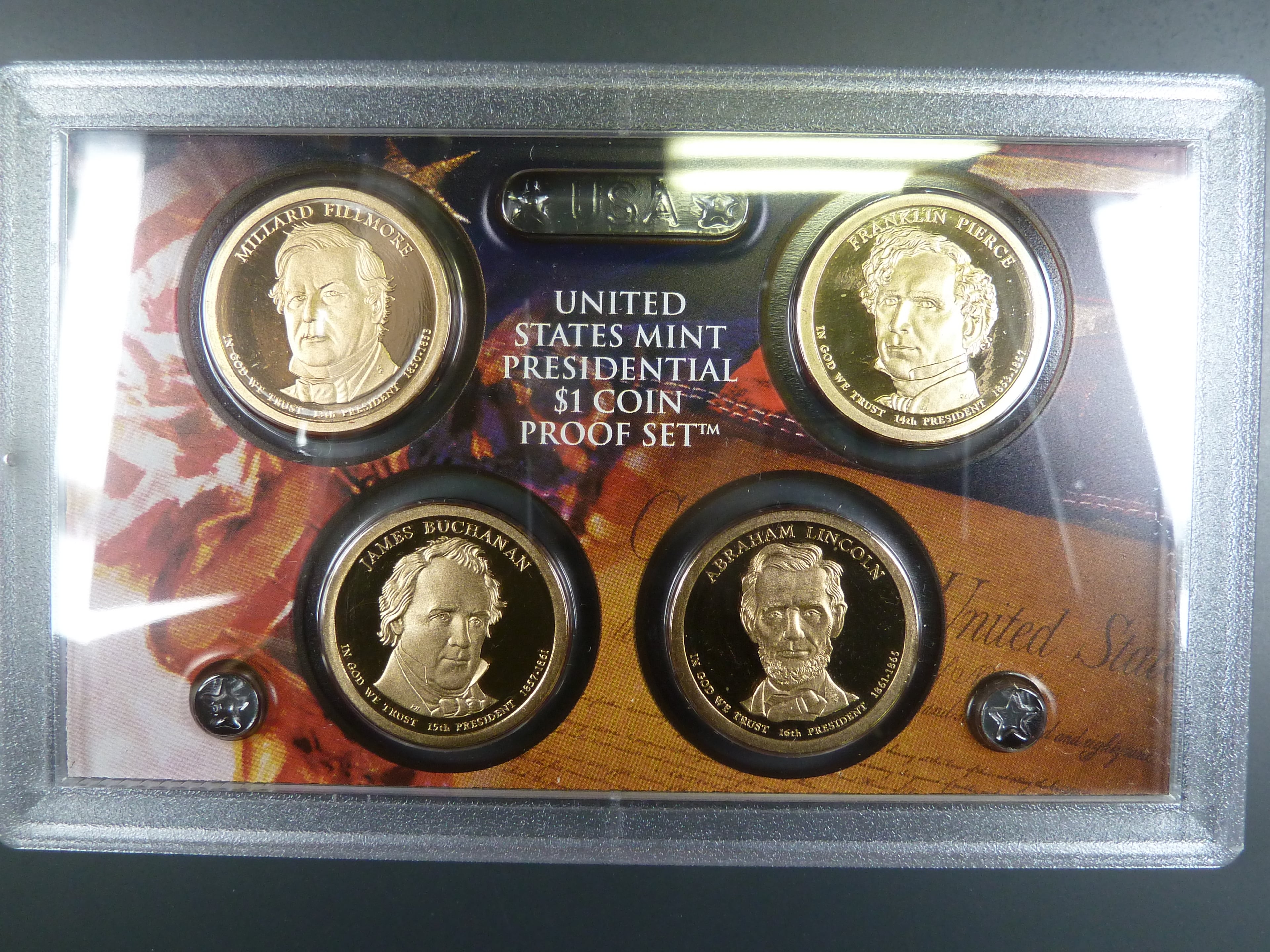 1 $ 2010 prezidenti č. 13 - 16, originální etue, provedení proof