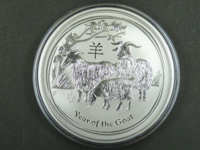 2 Dollars - 2 Oz (62,2700g)  Ag -Austrálie - Rok kozy 2015, kvalita proof, Ag 999/1000, etue
