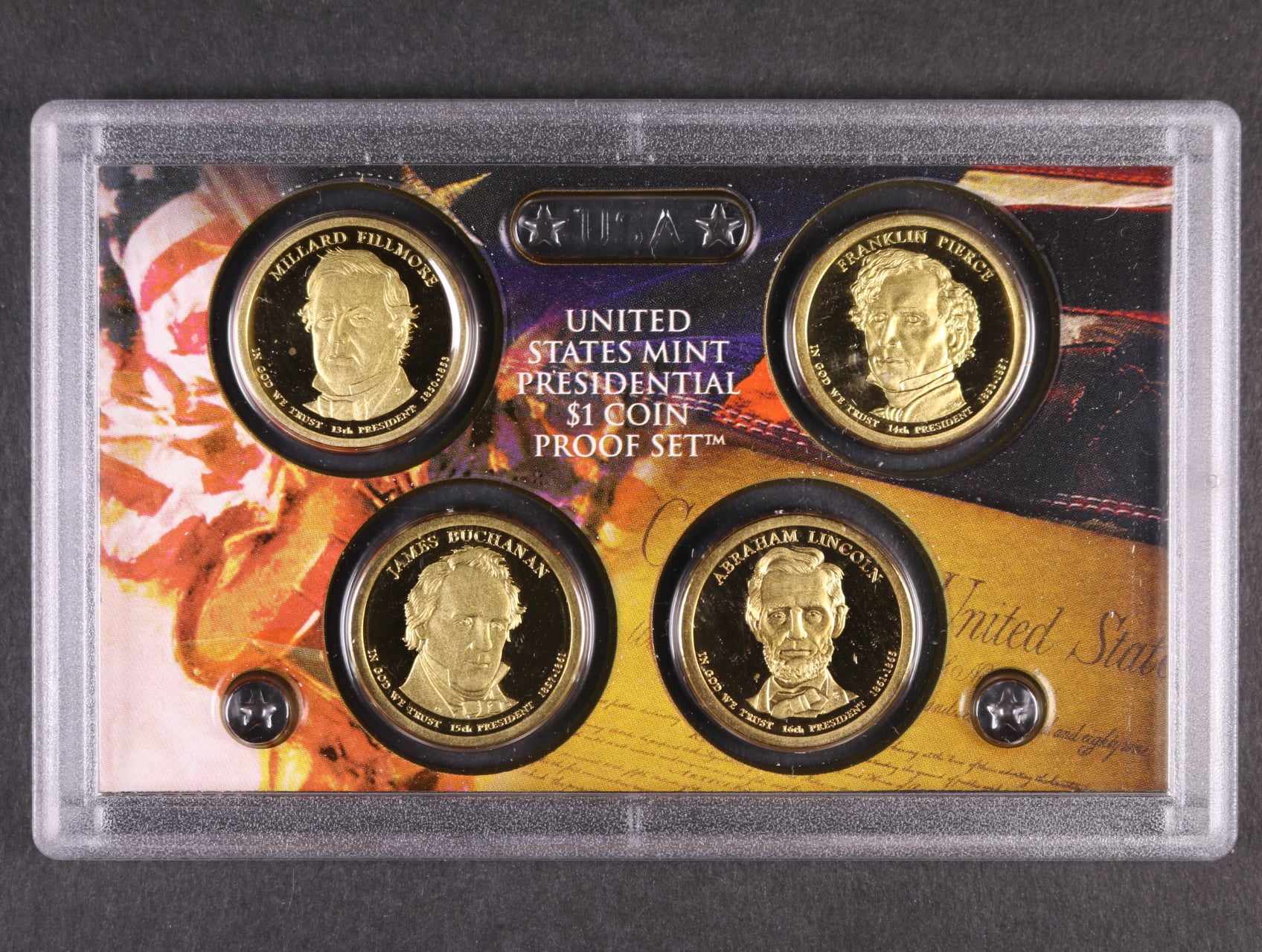 1 $ 2010 prezidenti č. 13 - 16, originální etue, provedení proof