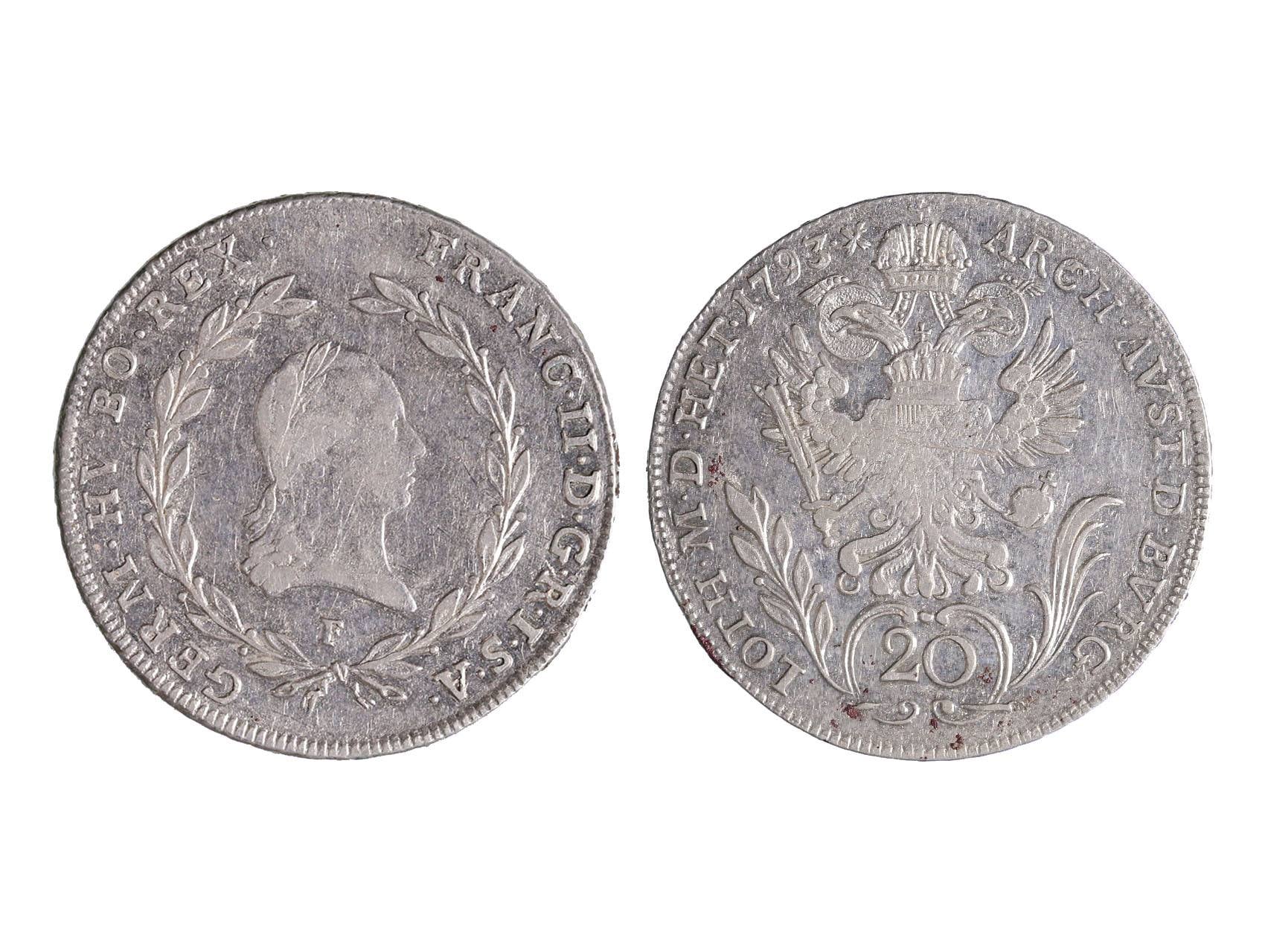 František I. 1792-1835 - 20 Kr. 1793 F, Hall