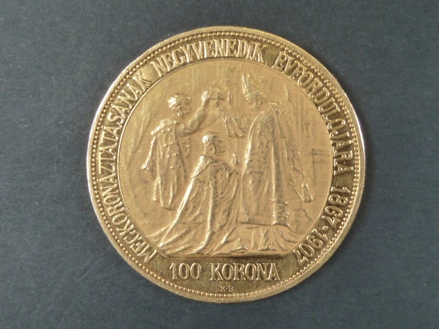 100 Korun 1907 K.B. jubilejní uherská, luxusní stav