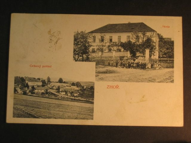 Zhoř, čb. vícezáběrová pohl., prošlá, raz. poštovny