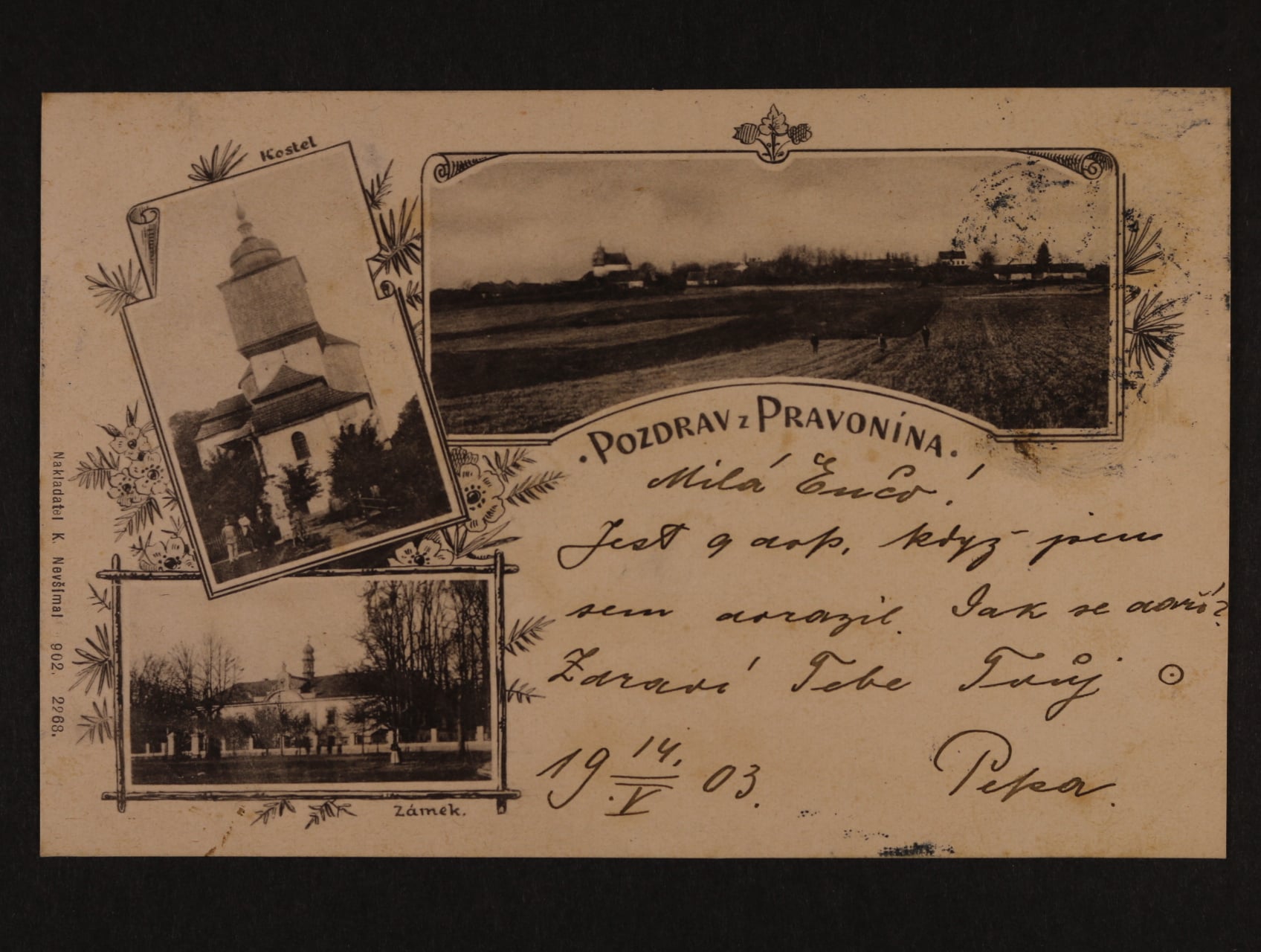 Pravonín okr. Benešov, prošlá 1903