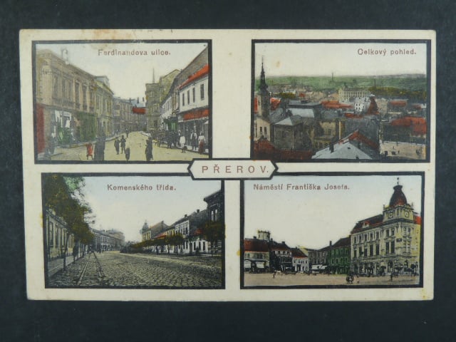 Přerov, bar. vícezáběrová pohl., prošlá, stržená zn.