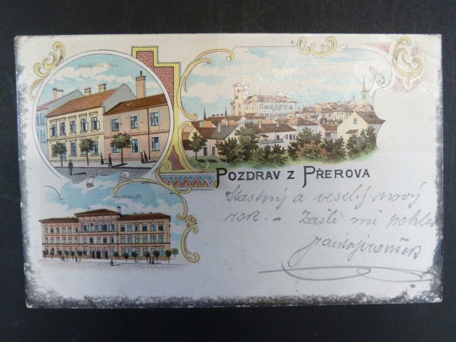 Přerov, bar. vícezáběrová litograf. pohl., prošlá