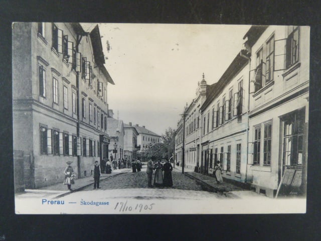 Přerov, čb. pohl. Škodagasse, prošlá