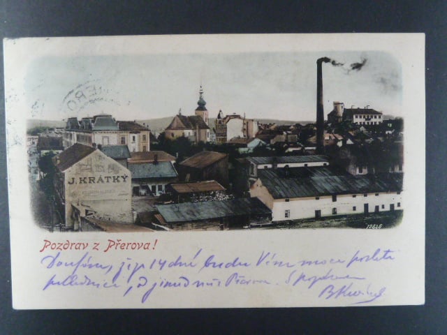 Přerov, bar. pohl., prošlá, odpadená zn.