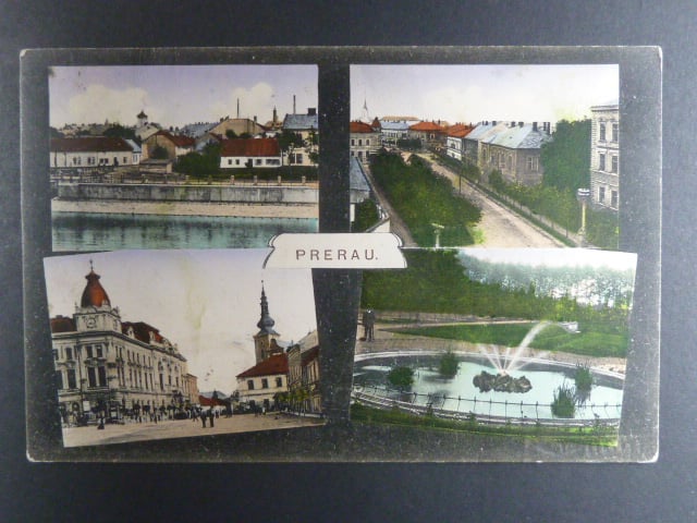 Přerov, bar. vícezáběrová pohl., prošlá, stržená zn.