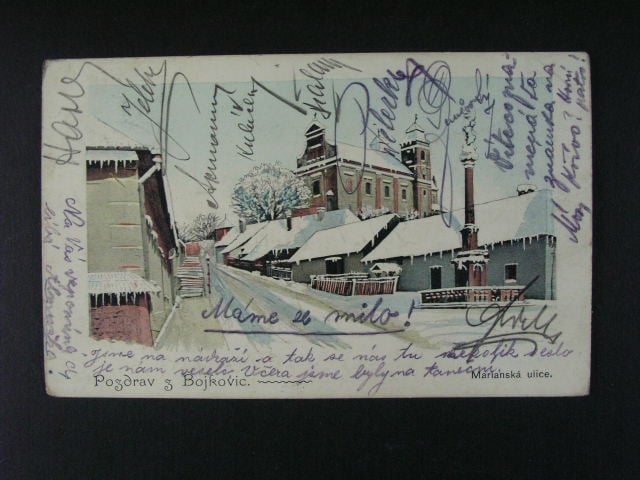 Bojkovice, bar. litograf. pohl., prošlá 1905