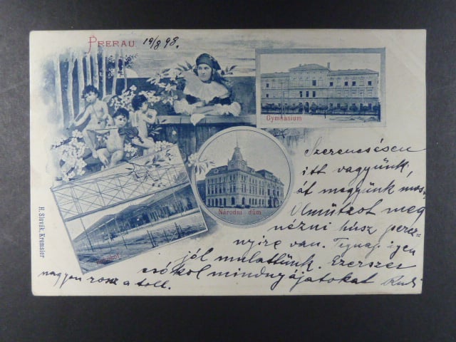 Přerov, čb. vícezáběrová pohl., prošlá 1898, stržená zn.