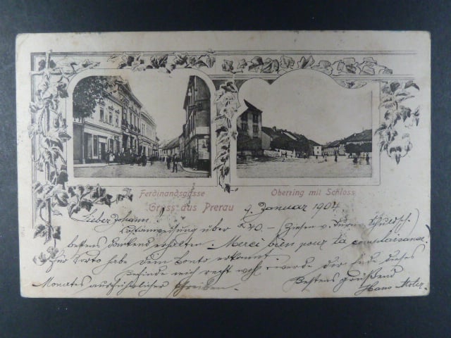 Přerov, čb. dvouáběrová pohl., prošlá