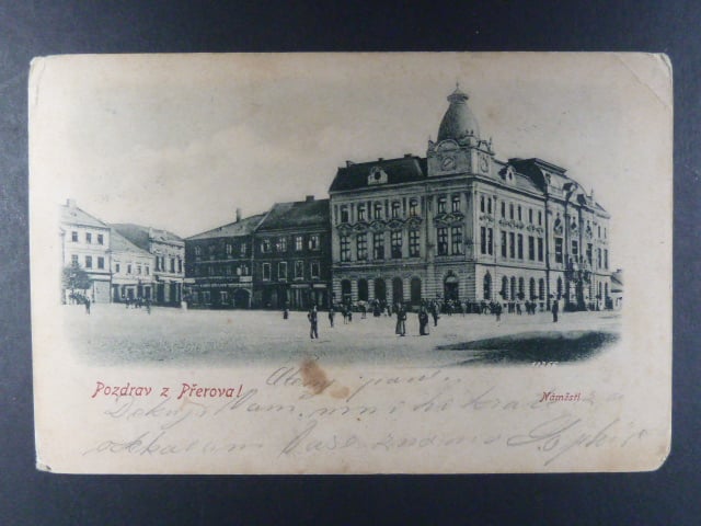 Přerov, čb. pohl. Náměstí, prošlá 1900