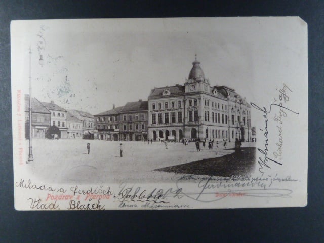 Přerov, čb. pohl. Náměstí, prošlá 1901