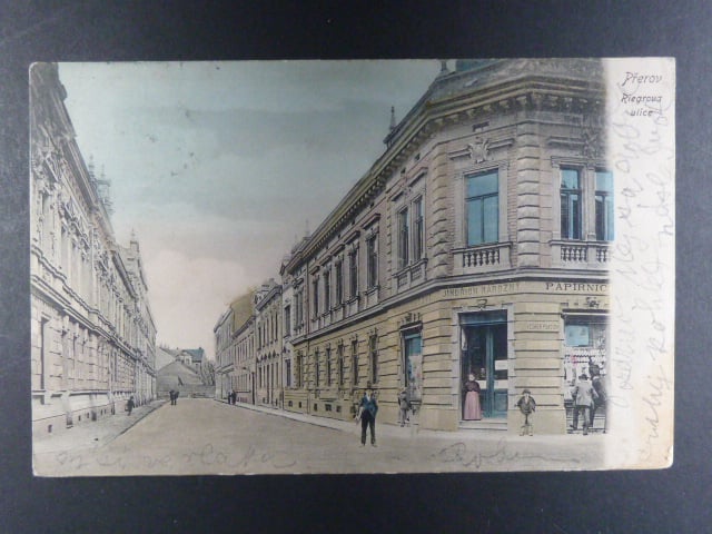 Přerov, bar. pohl. Riegrova ulice, prošlá, stržená zn.