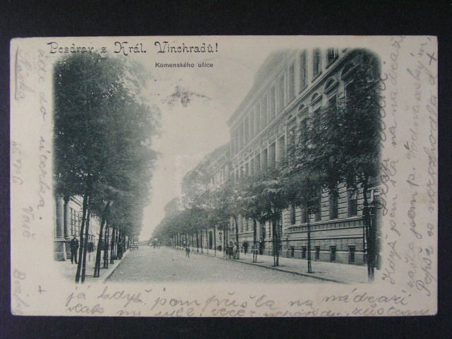 Král. Vinohrady, čb. pohl. Komenského ul., prošlá 1900