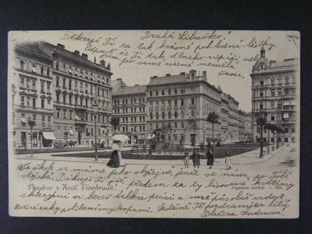 Král. Vinohrady, čb. pohl., Fügnerovo nám., prošlá 1899