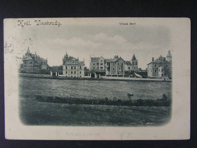 Král. Vinohrady, čb. pohl., vilová čtvrť, prošlá 1900