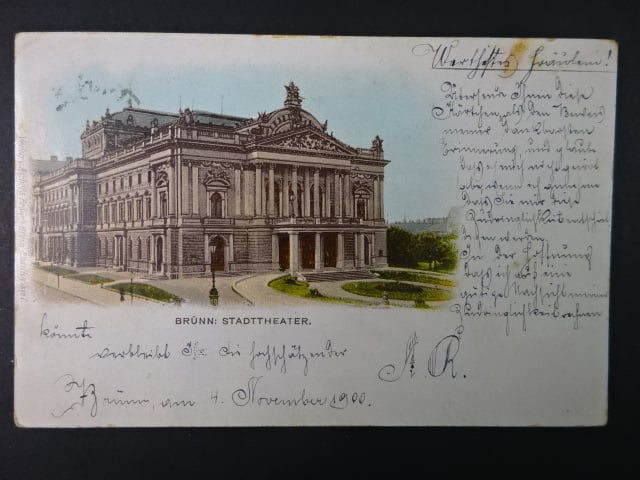 Brno - Malinovského nám. (Theaterplatz) Zemské divadlo, prošlá 1900