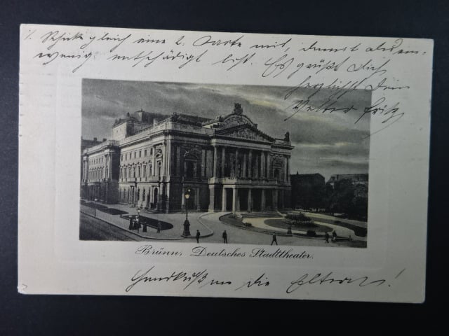 Brno - Malinovského nám. (Theaterplatz) Zemské divadlo, prošlá 1909