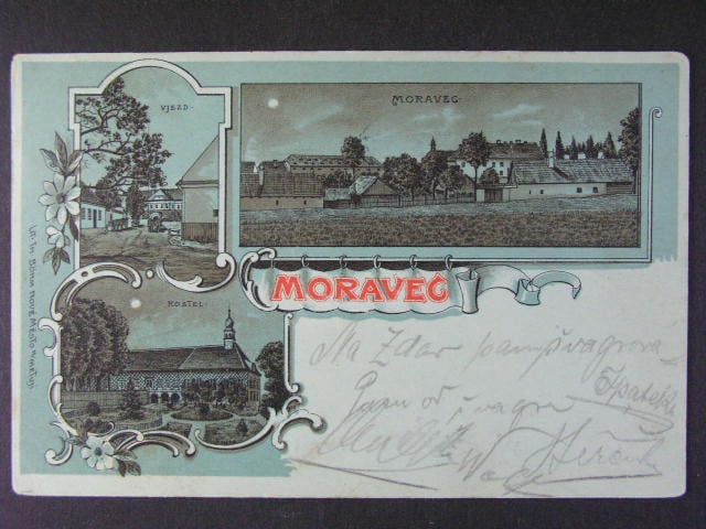 Moravec, čb. litograf. vícezáběrová pohl., prošlá 1899